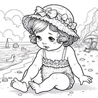 At the Beach - Single JPG Coloring Page