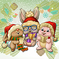 Christmas Carol Bunnies - Digital Stamp