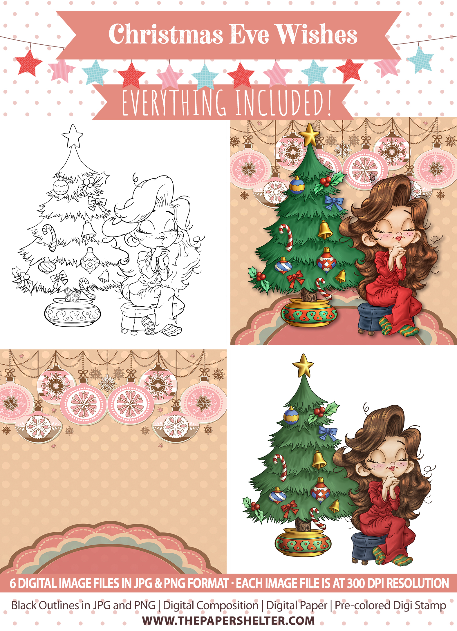 Christmas Eve Wishes - Digital Stamp