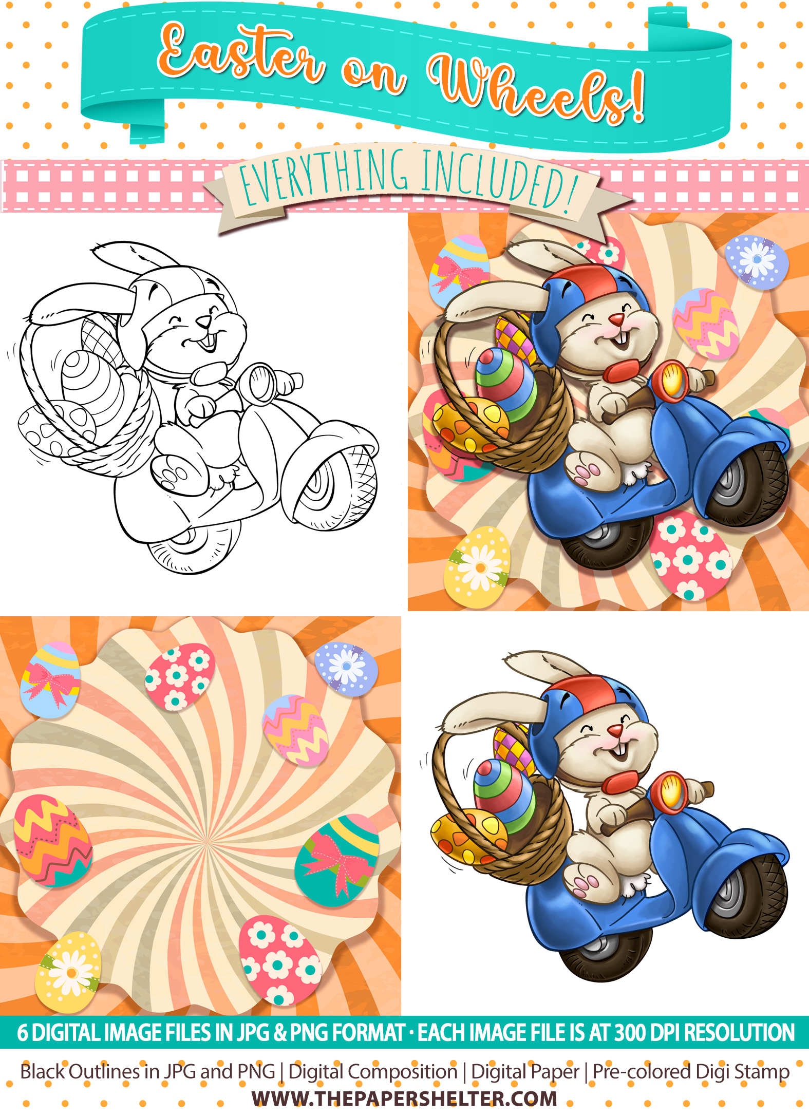 Easter on Wheels - Digital Stamp