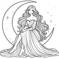 Lunar Dreamer - Single JPG Coloring Page