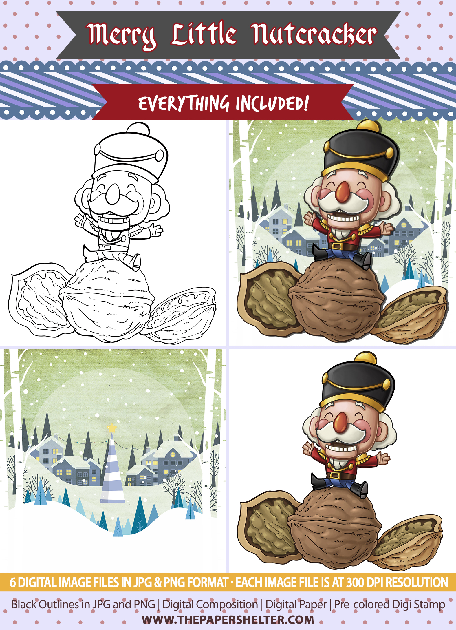 Merry Little Nutcracker - Digital Stamp