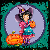 Pumpkin Witch - Digital Stamp