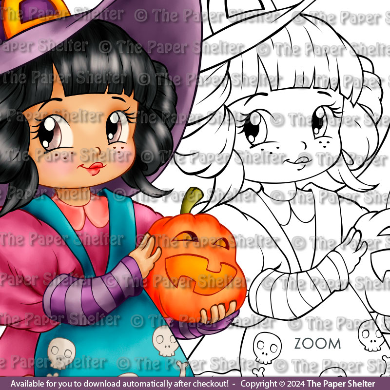 Pumpkin Witch - Digital Stamp