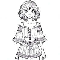 Urban Spring Girl - Single JPG Coloring Page