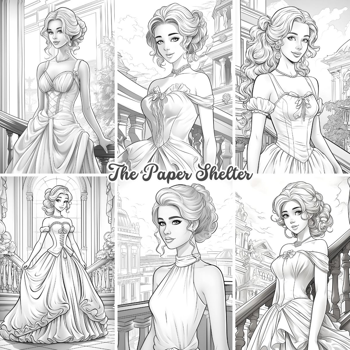 Victorian Ladies - Digital Coloring Book