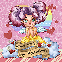 Would you be my Valentine? - Digital Stamp