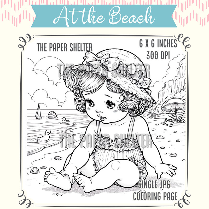 At the Beach - Single JPG Coloring Page - Click Image to Close