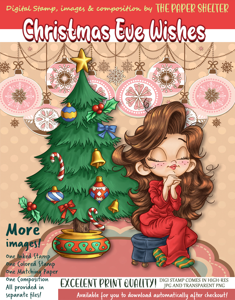 Christmas Eve Wishes - Digital Stamp - Click Image to Close