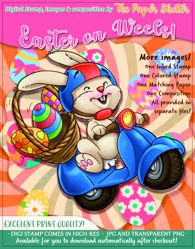 Easter on Wheels - Digital Stamp - Click Image to Close