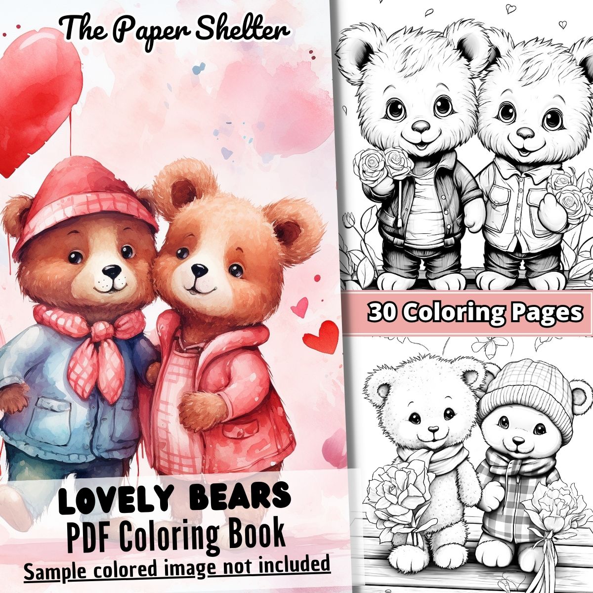 Lovely Bears - Digital Coloring Book - Click Image to Close