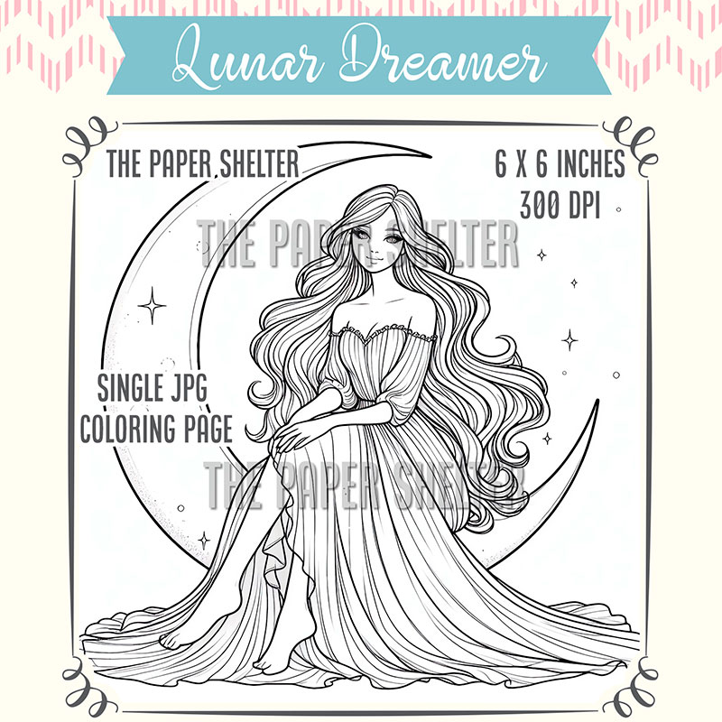 Lunar Dreamer - Single JPG Coloring Page - Click Image to Close