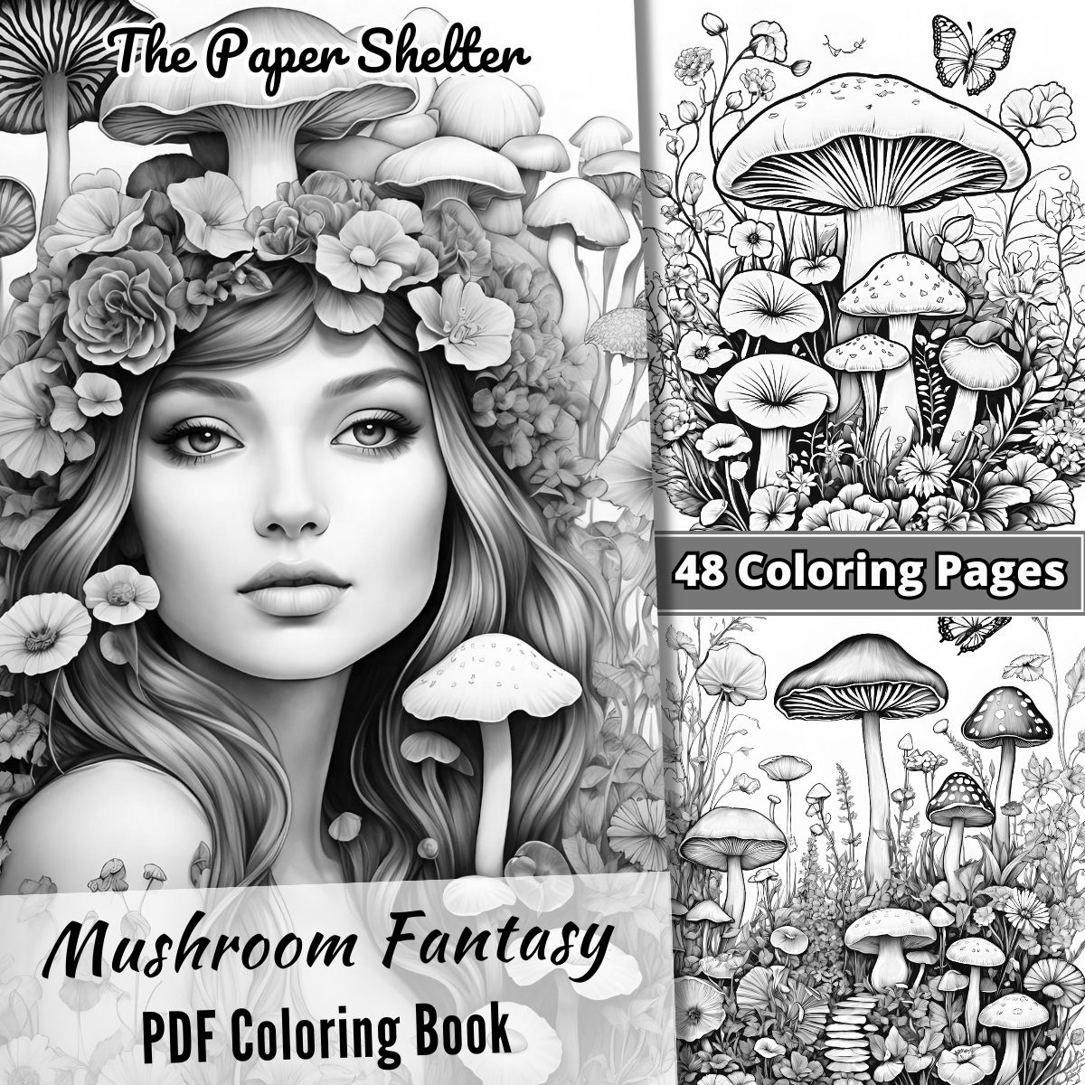 Mushroom Fantasy - Digital Coloring Book - Click Image to Close