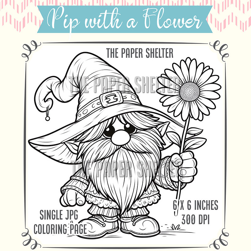 Pip with a Flower - Single JPG Coloring Page - Click Image to Close