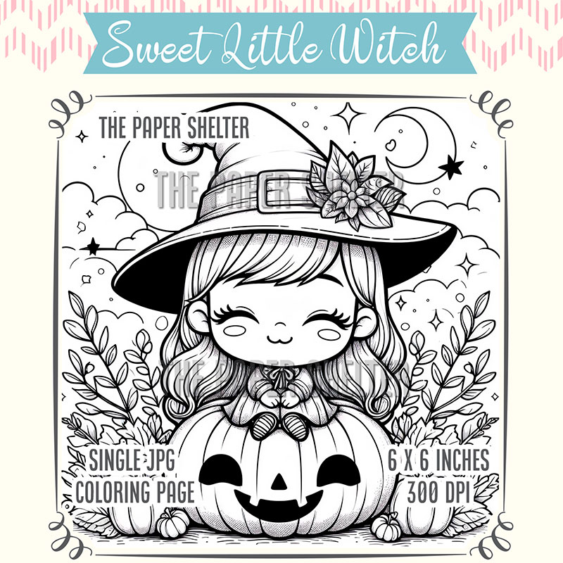 Sweet Little Witch - Single JPG Coloring Page - Click Image to Close