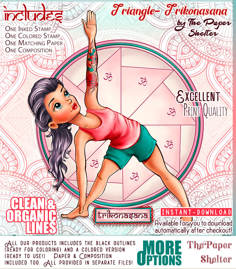 Triangle - Trikonasana - Digital Stamp - Click Image to Close