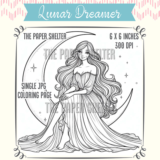 Lunar Dreamer - Single JPG Coloring Page