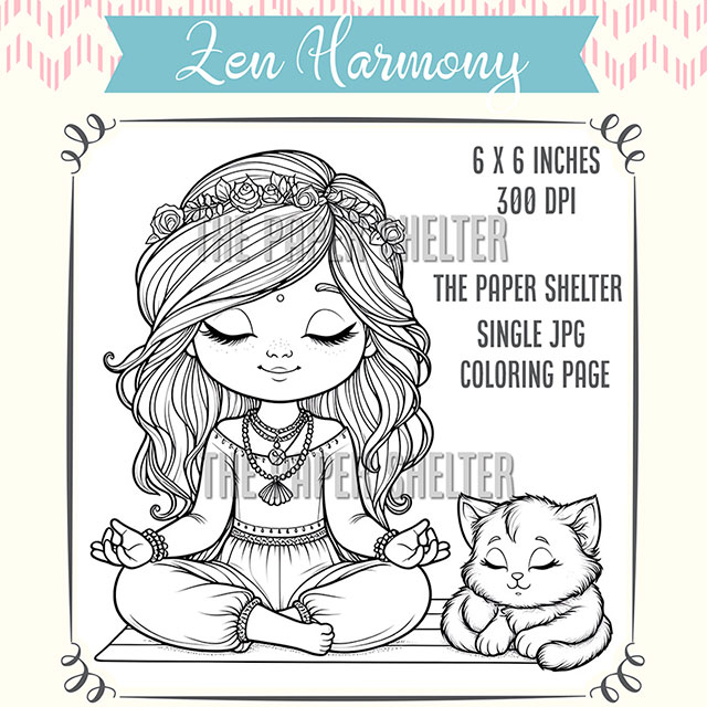Zen Harmony - Single JPG Coloring Page
